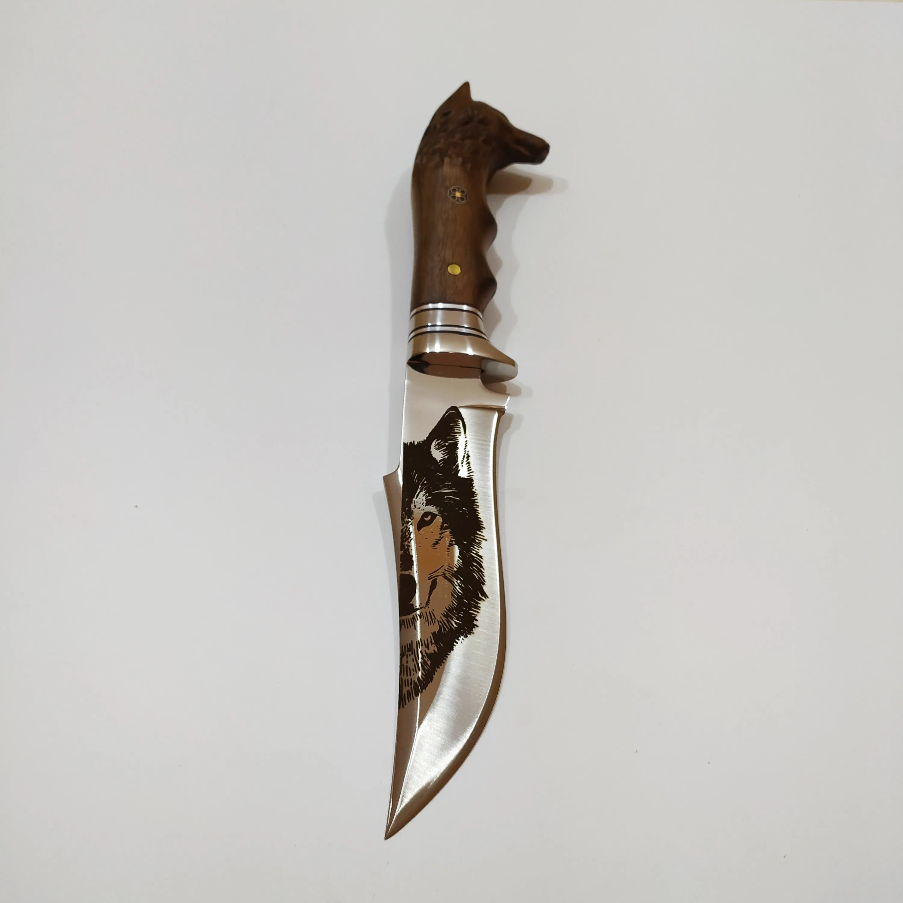 Handmade Wolf Print Fixed Blade Knife