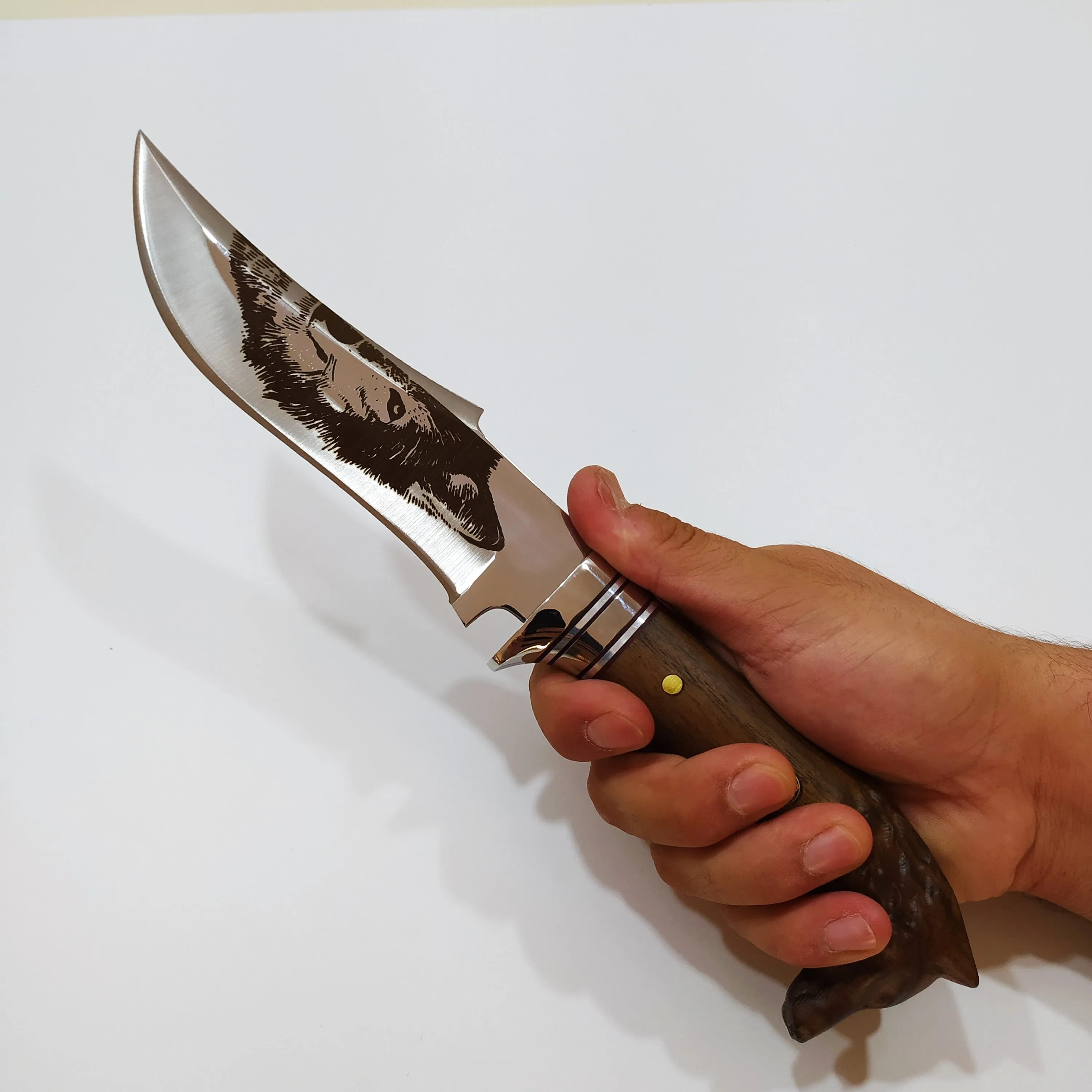 Handmade Wolf Print Fixed Blade Knife