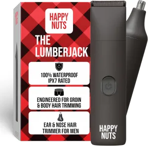 HAPPY NUTS The Lumberjack Electric Groin & Body Hair Trimmer for Men - Mens Body Groomer Kit for Privates - Smooth Ball & Pubic Hair Shaver (Graphite)