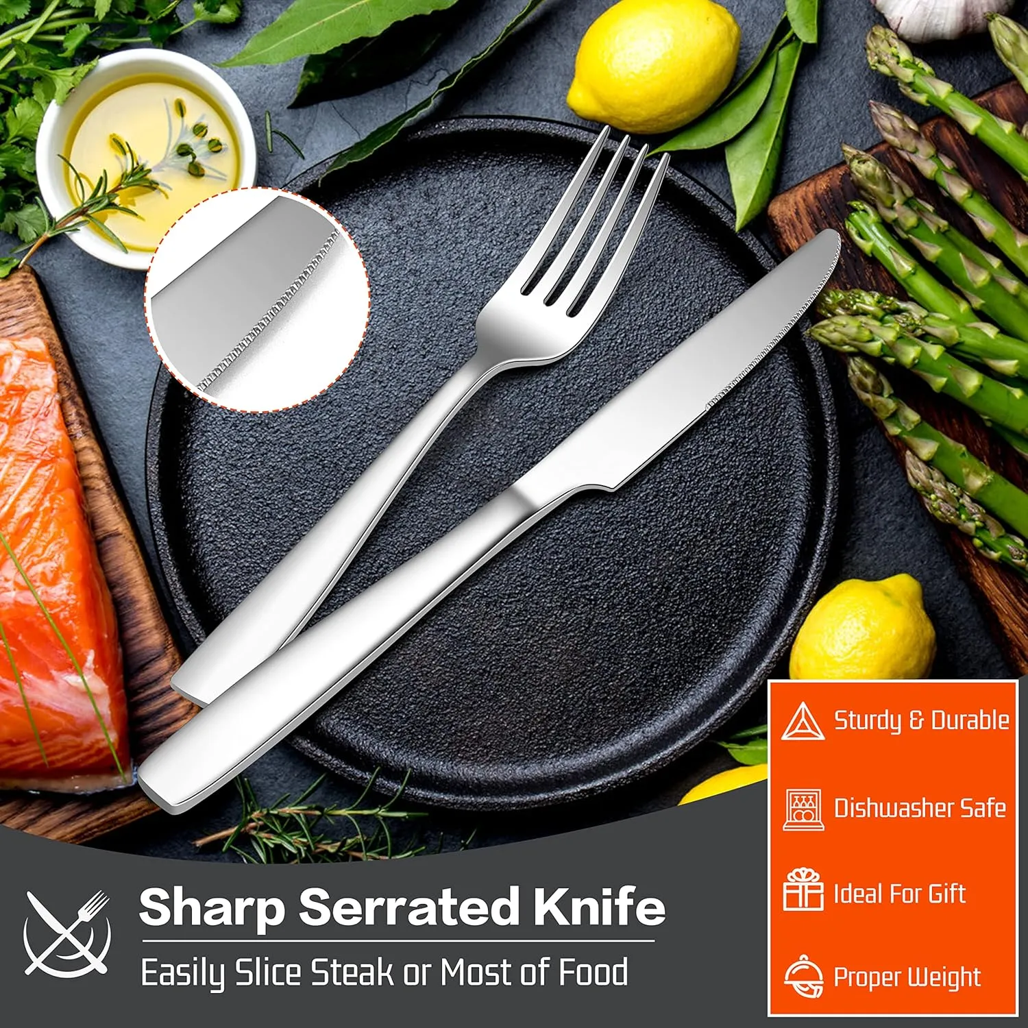 HaWare 18/10 Stainless Steel Flatware, 20-Piece Silverware Set Service for 4, Fancy Tableware Cutlery Set for Home Restaurant, Include Knife Fork Spoon, Mirror Finish Eating Utensils, Dishwasher Safe