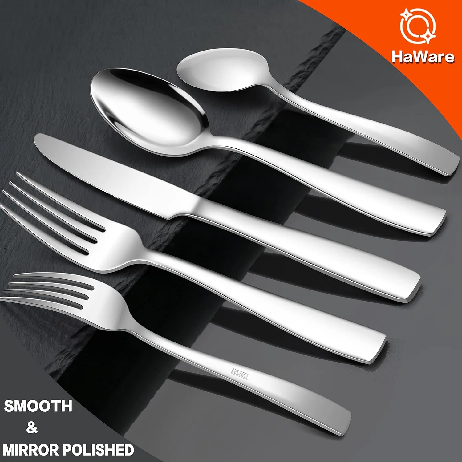 HaWare 18/10 Stainless Steel Flatware, 20-Piece Silverware Set Service for 4, Fancy Tableware Cutlery Set for Home Restaurant, Include Knife Fork Spoon, Mirror Finish Eating Utensils, Dishwasher Safe