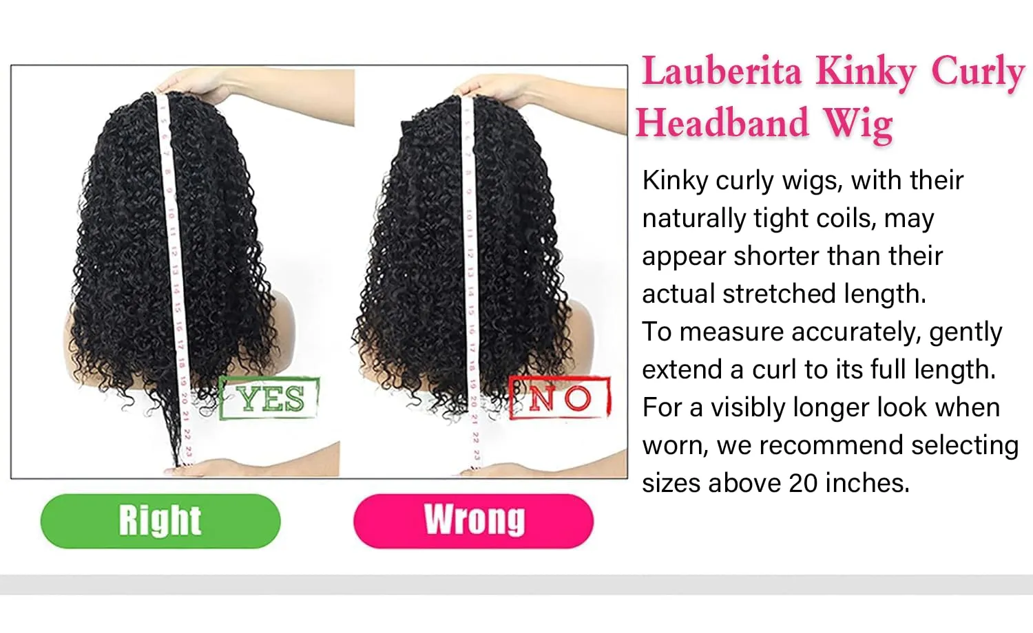 Headband Wig Human Hair 180% Density Kinkycurly Headband Wigs Glueless Curly Human Hair Wig for Women Natural Color 20 Inch