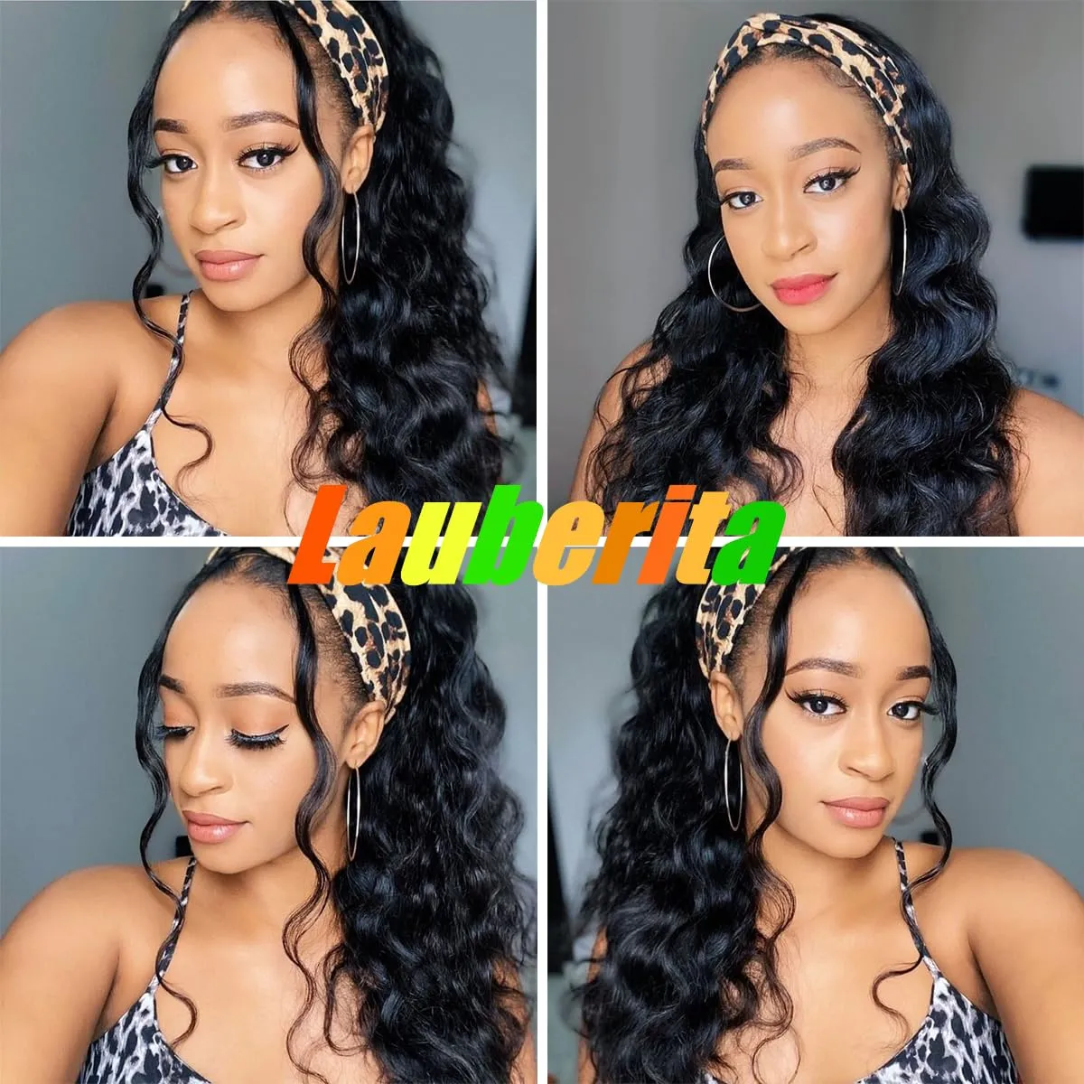 Headband Wig Human Hair for Women 20-Inch 180% Density Body Wave Headband Wigs Glueless Human Hair Wig(Body Wave, Natural Black)