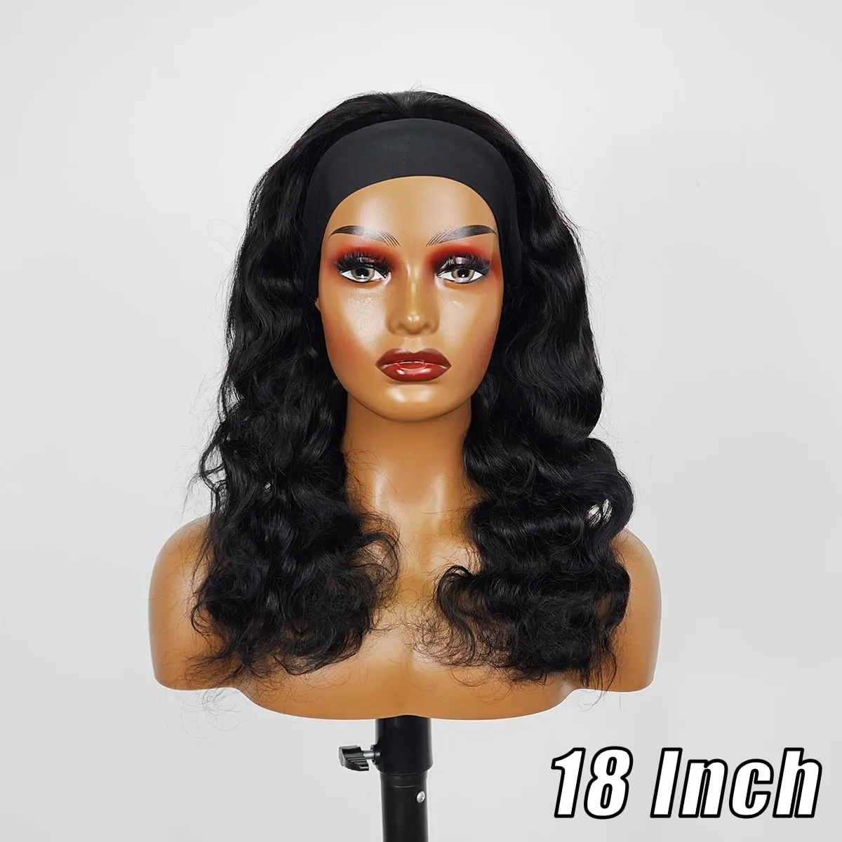 Headband Wig Human Hair for Women 20-Inch 180% Density Body Wave Headband Wigs Glueless Human Hair Wig(Body Wave, Natural Black)