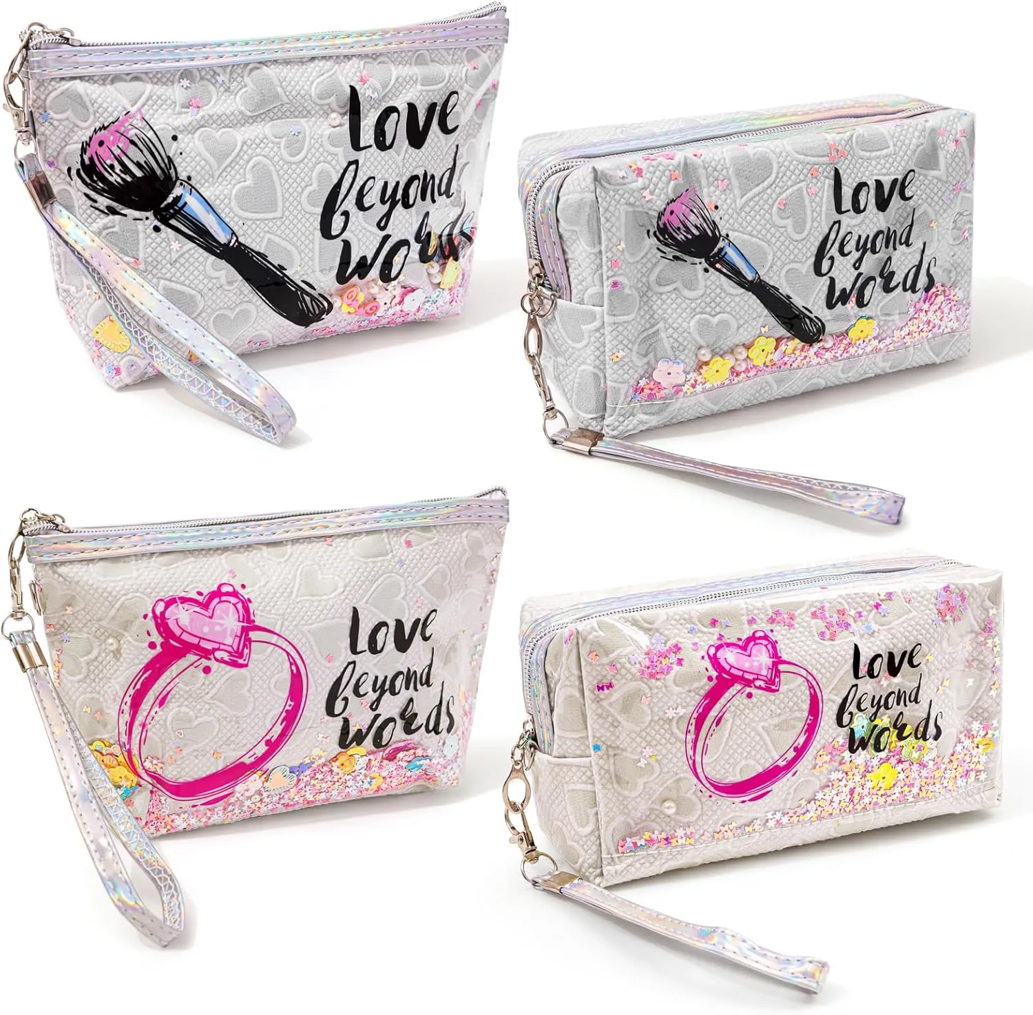 Heart & Love Cosmetic Bag for Women & Girls | Gift-Ready Waterproof PU Leather Makeup Organizer | Travel-Friendly Compact & Large Sizes (7” & 9”)