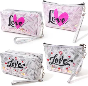 Heart & Love Cosmetic Bag for Women & Girls | Gift-Ready Waterproof PU Leather Makeup Organizer | Travel-Friendly Compact & Large Sizes (7” & 9”)