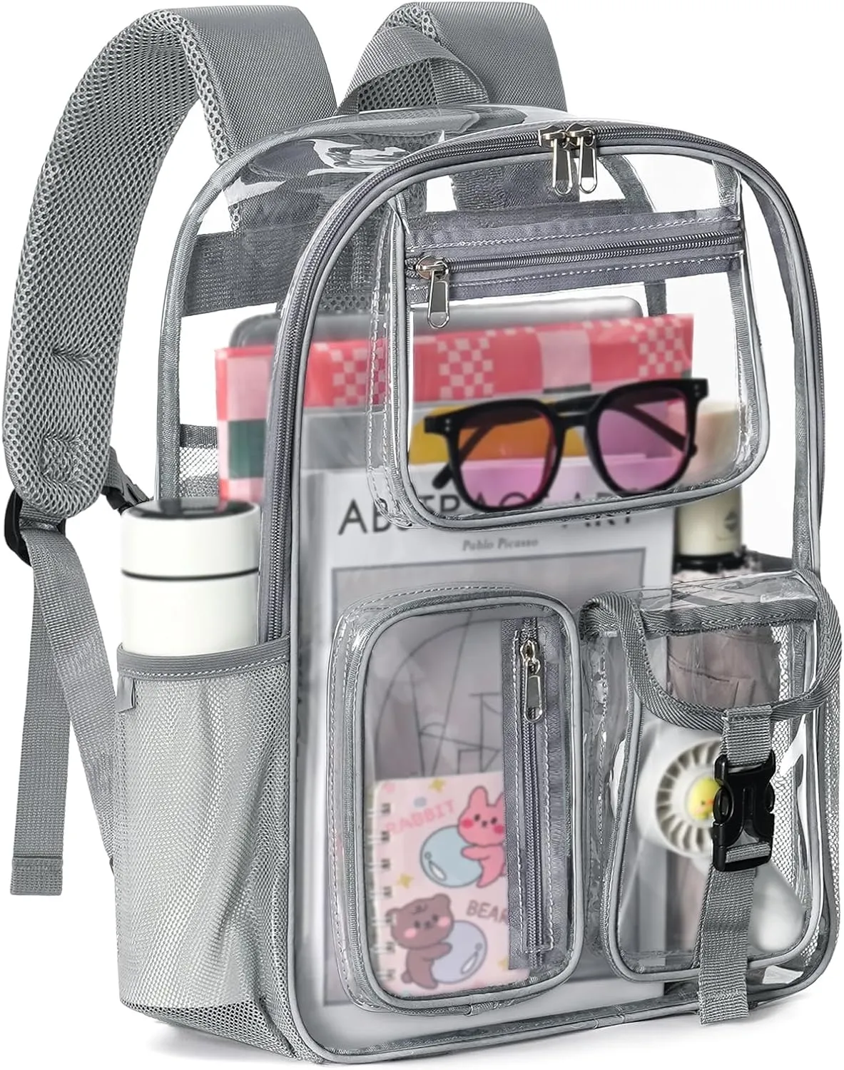 Heavy Duty Clear Backpack For School, 17 Inch Large Clear Bookbag For Women Men Boys Girls, See Through Backpack