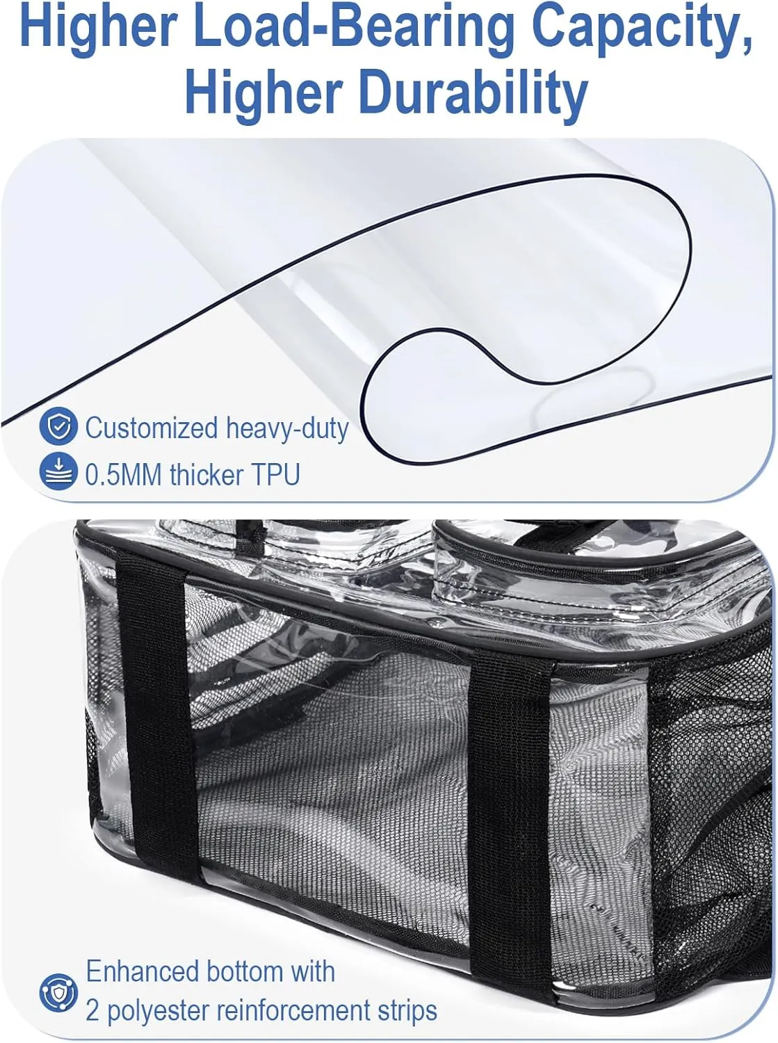 Heavy Duty Clear Backpack For School, 17 Inch Large Clear Bookbag For Women Men Boys Girls, See Through Backpack
