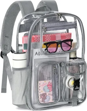 Heavy Duty Clear Backpack For School, 17 Inch Large Clear Bookbag For Women Men Boys Girls, See Through Backpack