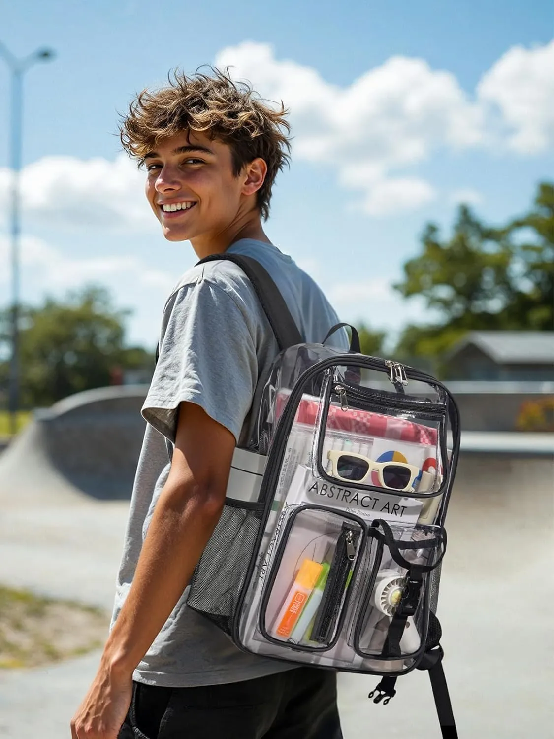 Heavy Duty Clear Backpack For School, 17 Inch Large Clear Bookbag For Women Men Boys Girls, See Through Backpack