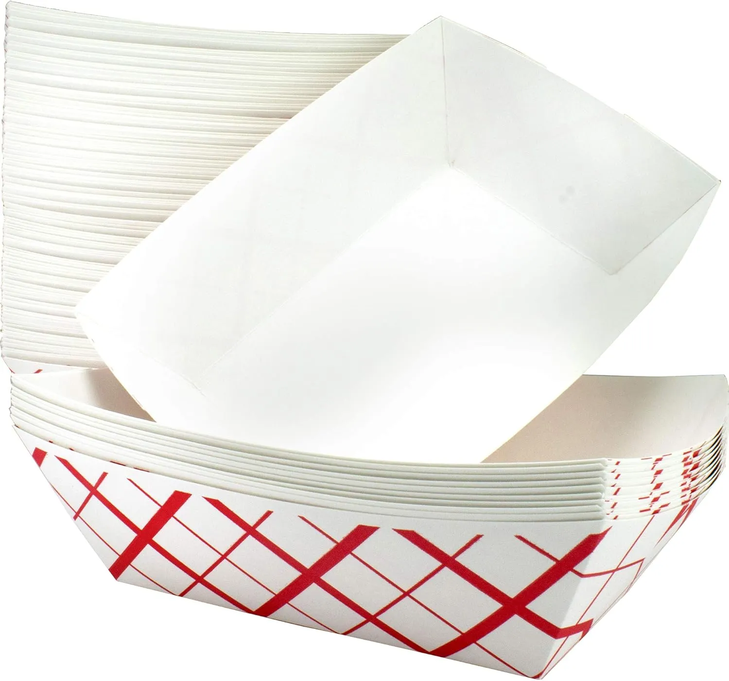 Heavy Duty, Grease Resistant 3 Lb Paper Food Trays 100 Pack. Durable, Coated Paperboard Basket Ideal for Festival, Carnival and Concession Stand Treats Like Hotdogs, Ice Cream, Popcorn and Nachos.