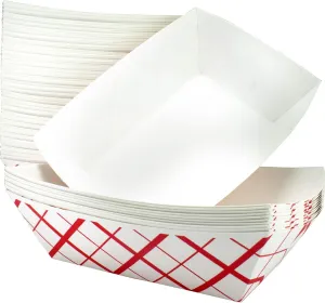 Heavy Duty, Grease Resistant 3 Lb Paper Food Trays 100 Pack. Durable, Coated Paperboard Basket Ideal for Festival, Carnival and Concession Stand Treats Like Hotdogs, Ice Cream, Popcorn and Nachos.