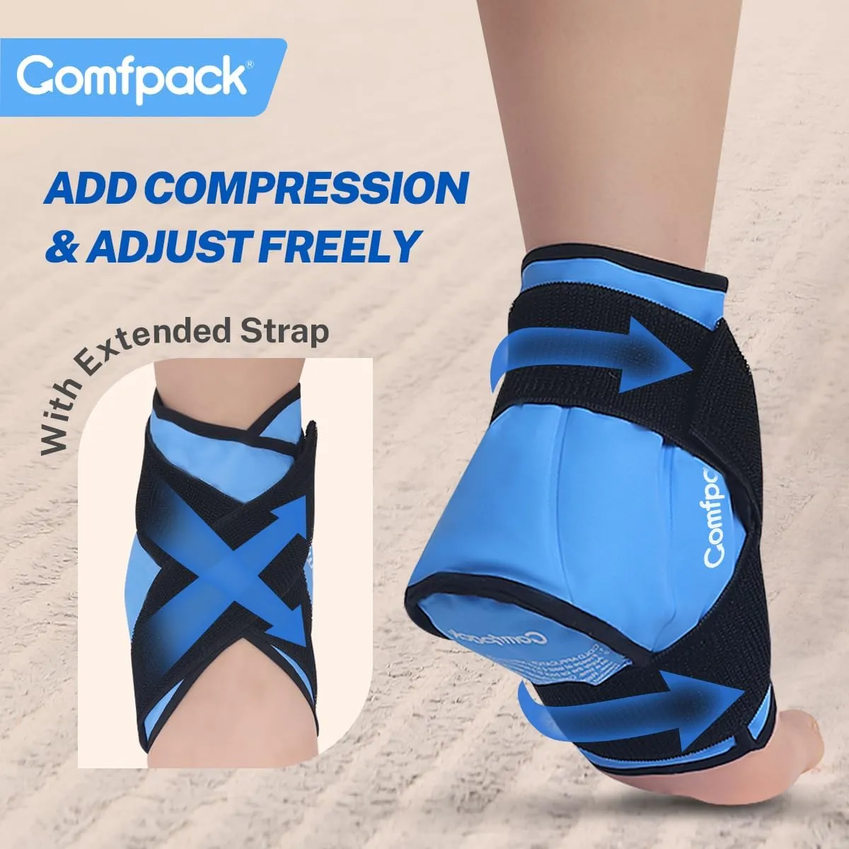 Heel Ice Pack for Plantar Fasciitis, Reusable Hot Cold Therapy Foot Ankle Wrap Achilles Tendonitis, Sprain, Swelling, Pain, Sports Injuries