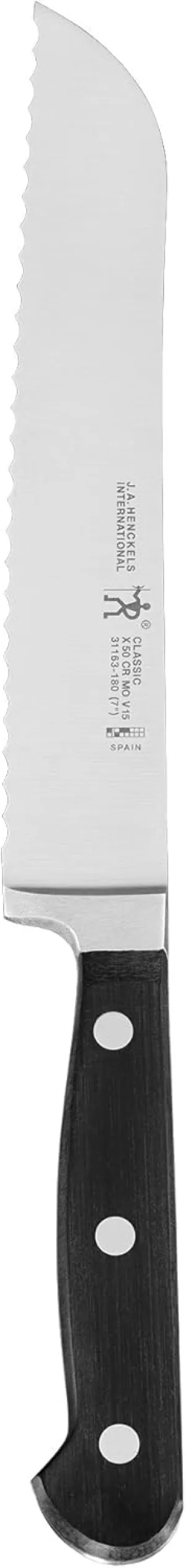 HENCKELS Classic Razor-Sharp 7-inch Bread Knife, Cake Knife , German Engineered Informed by 100  Years of Mastery, Black