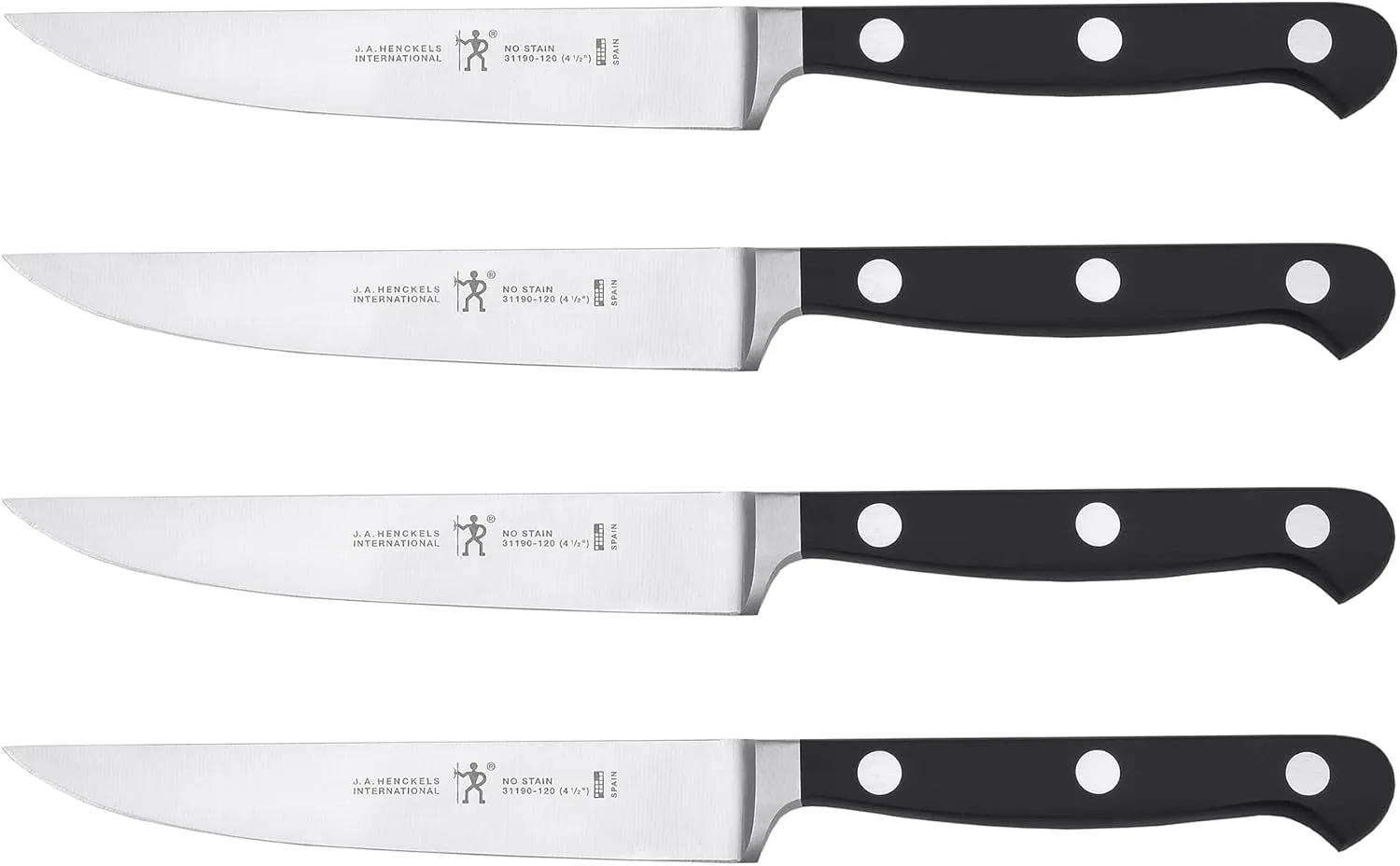 HENCKELS Classic Razor-Sharp Steak Knife Set of 4, German Engineered Informed by 100  Years of Mastery, Black/Stainless Steel