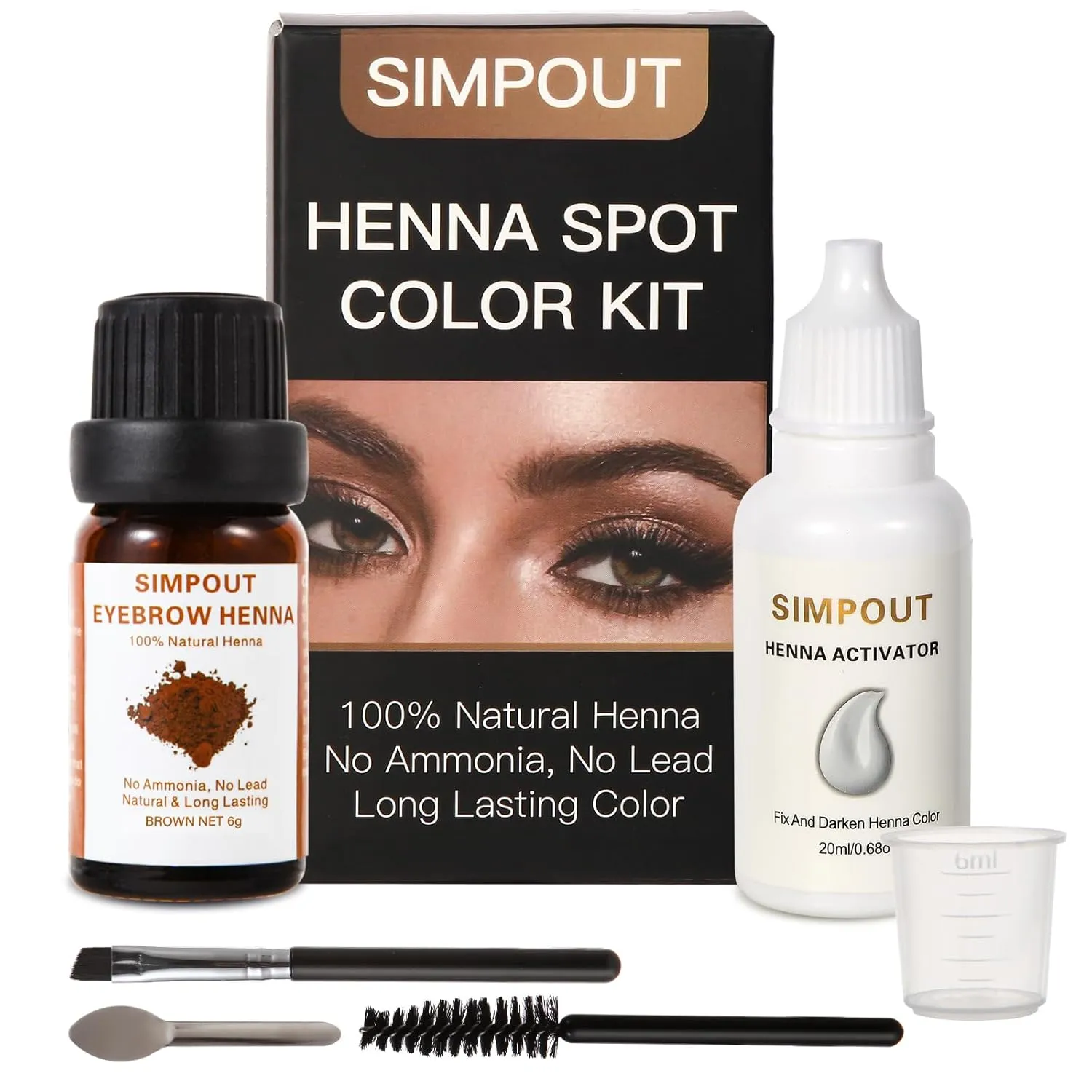 Henna Hair - Pure Natural Hair Color, Water and Smudge Proof, Professional at Home and Salon, Easy to Use (Brown)