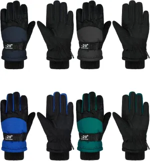 Hicarer 4 Pairs Winter Gloves for Kids Waterproof Snow Ski Gloves Warm Unisex Camouflage Clothes for Cold Weather Girls Boys Children