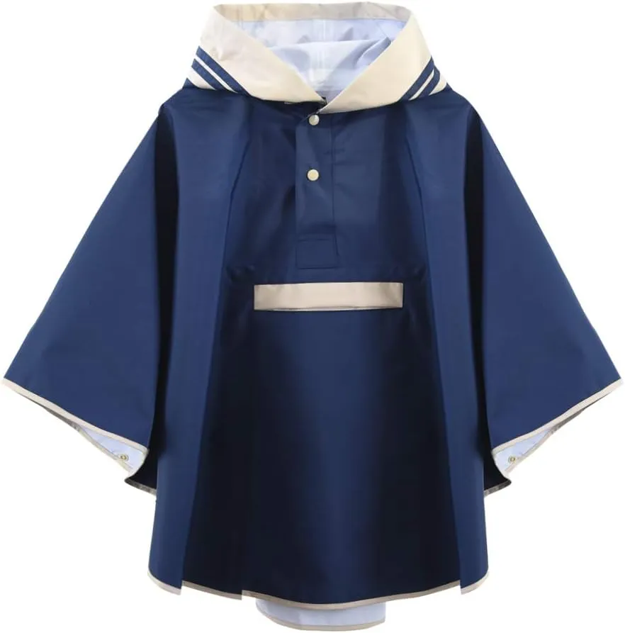 Hiheart Girls Waterproof Rain Poncho Hooded Packable Raincoat