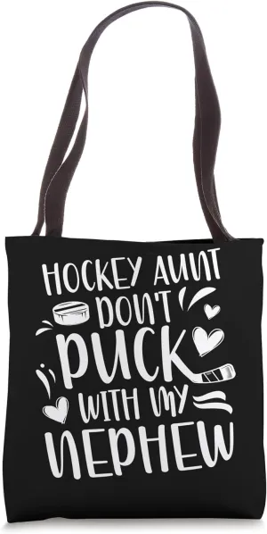 Hockey Aunt Of A Hockey Player Funny Hockey Auntie Tote Bag