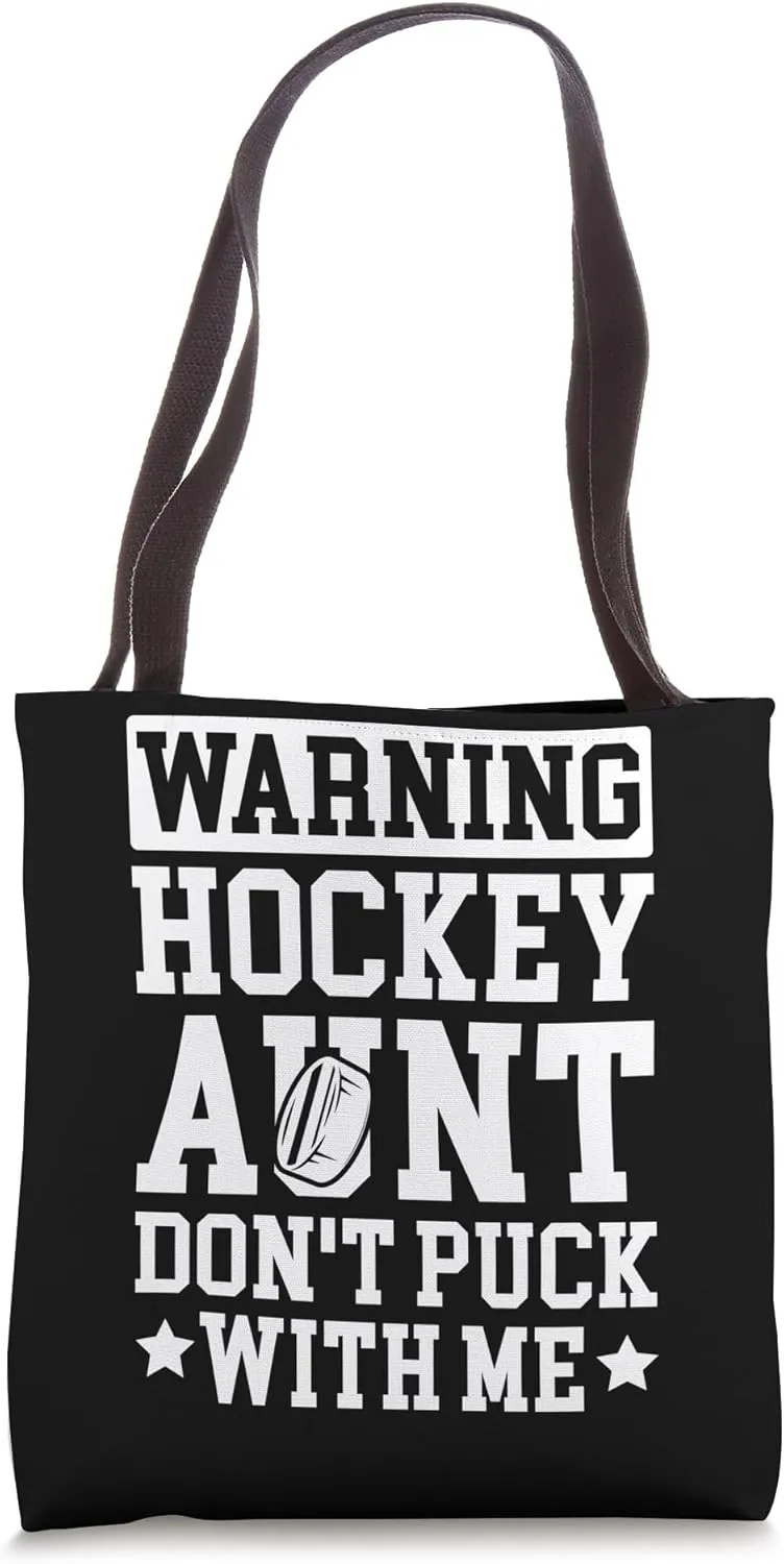Hockey Aunt Of A Hockey Player Funny Hockey Auntie Tote Bag