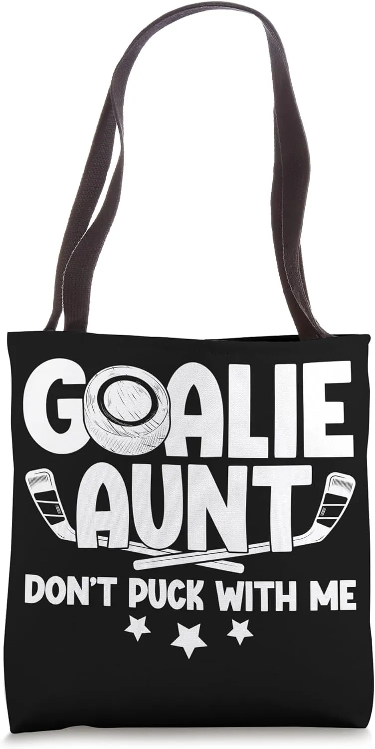 Hockey Goalie Aunt Funny Ice Hockey Keeper Auntie Tote Bag
