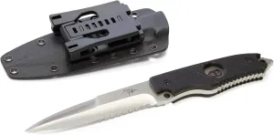 Hoffner Hand Spear Tactical Fixed Blade Knife - 4-7/8 Inch Half-Serrated Blade, Full Tang 440C Spear Point, G10 Grip, MOLLE Compatible Kydex Sheath