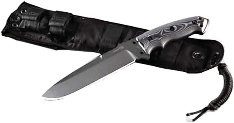 Hogue EX-F01, 7" Fixed Blade Knife, Drop Point Blade, G10 Frame, A2 Black Kote, G-Mascus Black Scales