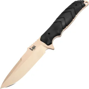 Hogue Heckler & Koch H&K Fray Fixed Blade Knife 4.2" 154CM FDE Cerakote Drop Point Blade, Black Rubber Handles (Paracord Included), Includes Zytel Sheath - 55253
