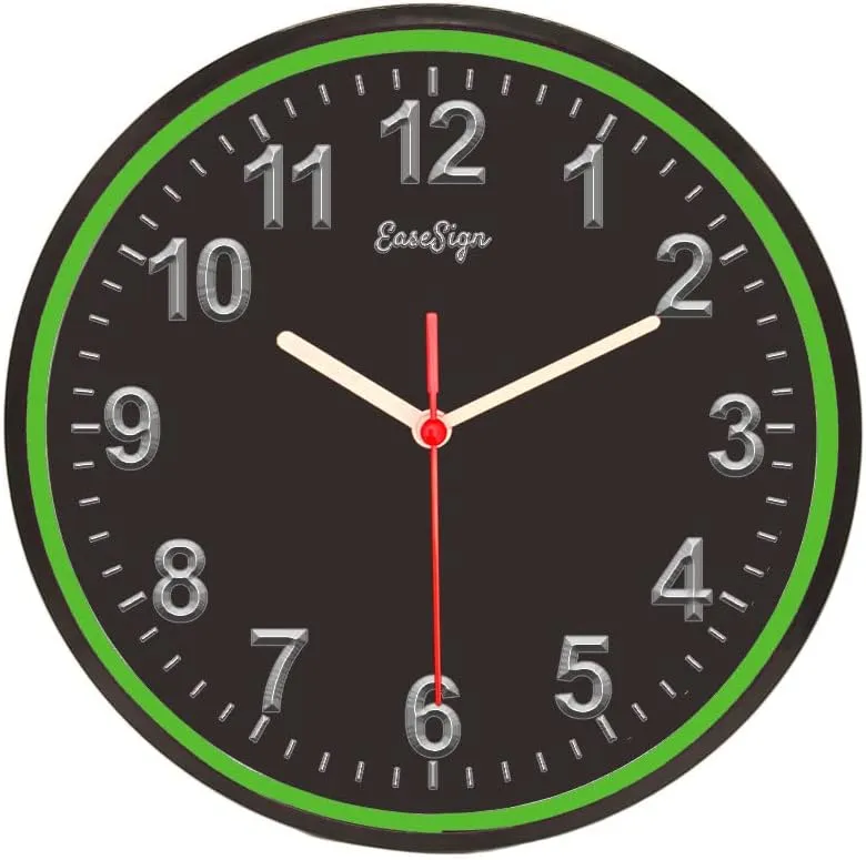 Home Decor LED Flexible Flex Neon Wall Clock 6 Colors 10" (Green)