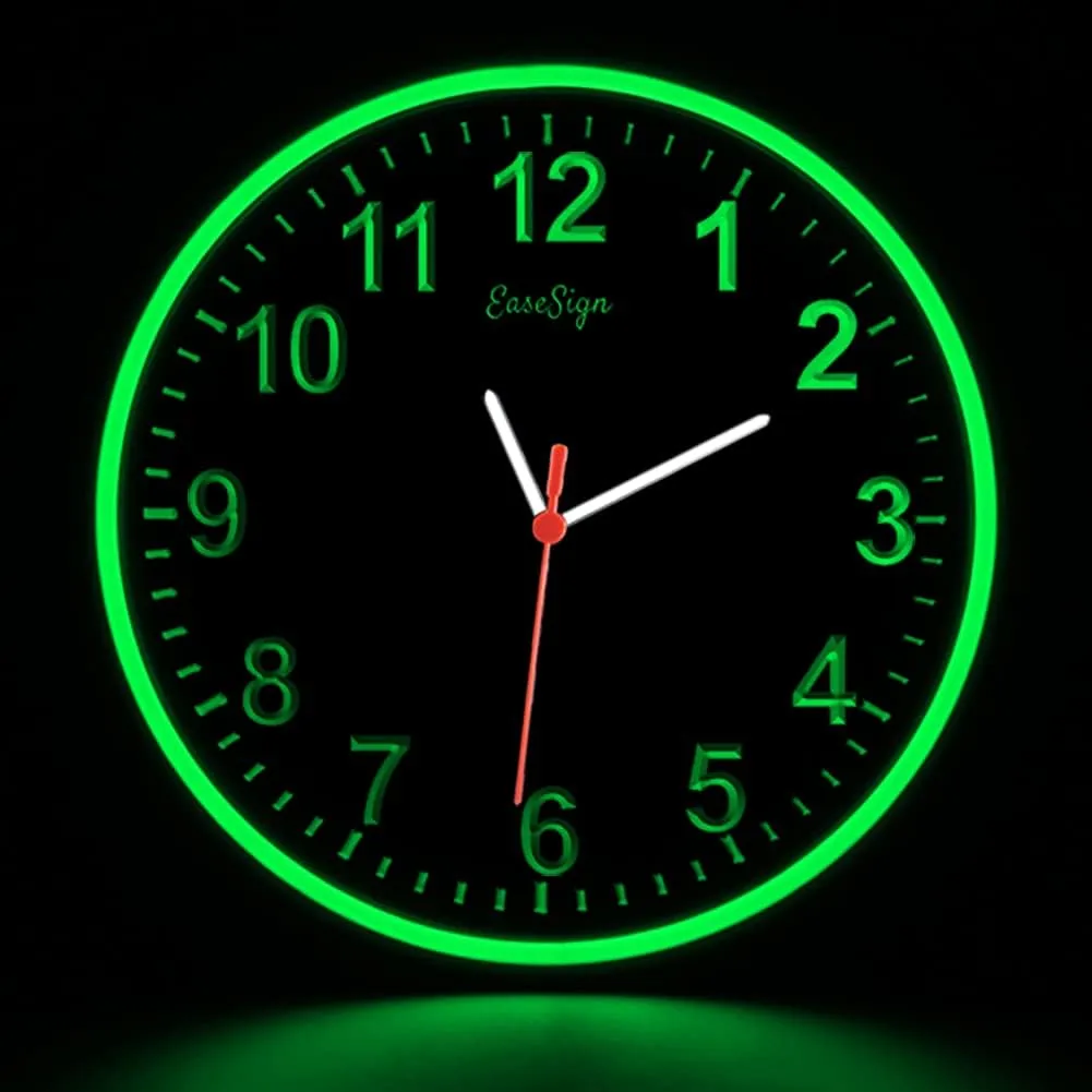 Home Decor LED Flexible Flex Neon Wall Clock 6 Colors 10" (Green)