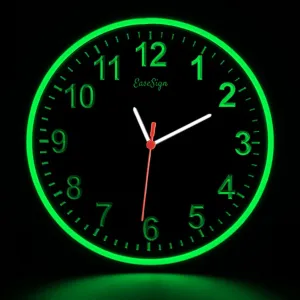 Home Decor LED Flexible Flex Neon Wall Clock 6 Colors 10" (Green)
