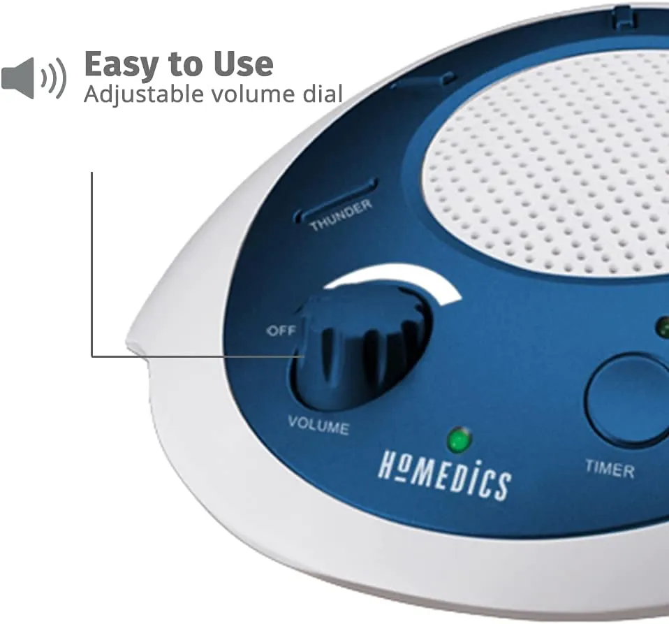 Homedics SoundSleep White Noise Sound Machine, Blue, Small Travel Sound Machine with 6 Relaxing Nature Sounds, Portable Sound Therapy for Home, Office, Nursery, Auto-Off Timer, By Homedics