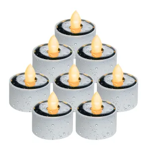 Homemory Solar LED Tea Light Candles for Lantern Garden Camping and Home Decor, Pack of 8, Warm White