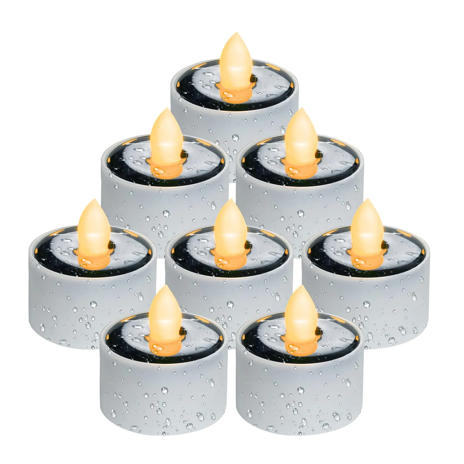 Homemory Solar LED Tea Light Candles for Lantern Garden Camping and Home Decor, Pack of 8, Warm White
