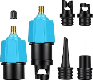Honoson 2 Pieces Inflatable SUP Pump Adaptor with 4 Air Valve Converter, Multifunction SUP Valve Adapter Air Valve Nozzles Compressor Air Valve Converter for Inflatable Boat Stand Up Paddle Board