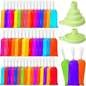 Hoolerry 600 Pcs Disposable Ice Lolly Bags Plastic Mold Ice Cream Bags with Silicone Foldable Funnel for Making Candy Yogurt Freeze Lolly(2 x 11.8 Inch)