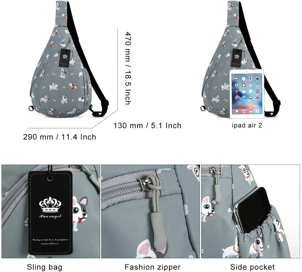 HUA ANGEL Crossbody Sling Bag for Men & Women Lightweight Waterproof Chest Shoulder Bag for Travel Hiking & Everyday Use