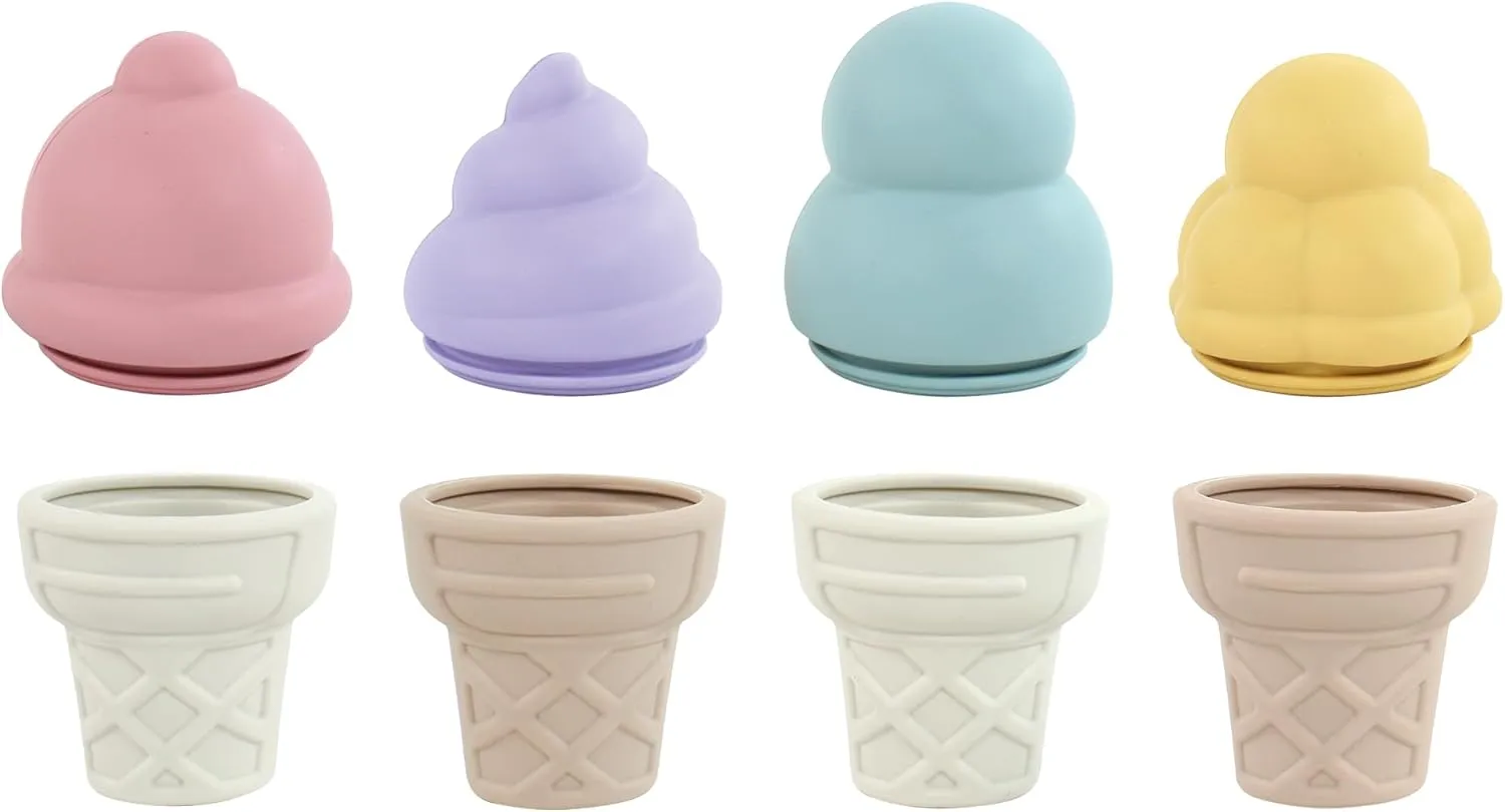 Hudson Baby 4pc Silicone Ice Cream Toy Set, Multicolor, One Size