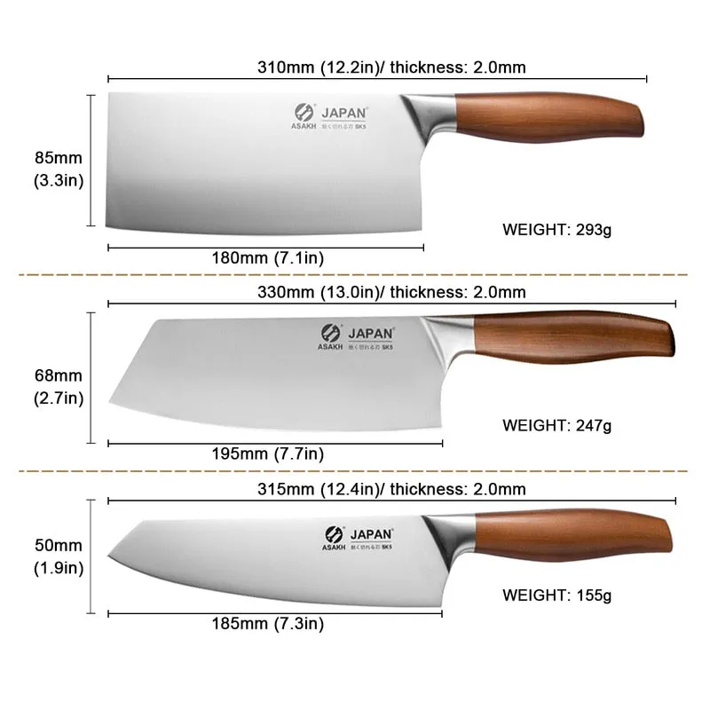 HULIANFU Stainless Steel Japanese Chef Knives Set Meat Fish Vegetables Chopping Cleaver Butcher Knife Chinese Kitchen Knife with Gift Box
