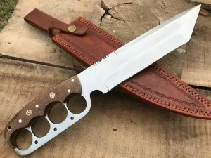 Hunting Knife Custom Hand Made High Carbon D2 Steel Hunting Knife With Micarta Handle And Beautiful Leather Sheath R-A K 01