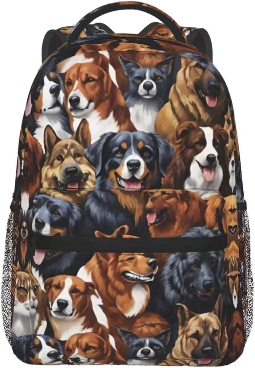 Husky Shepherd Dog Golden Hair Dog Puppy Art Daypack Lightweight Multipurpose Anti-Theft Shoulder Bag Large Capacity Laptop Book Bag Rucksack With Adjustable Shoulder Straps