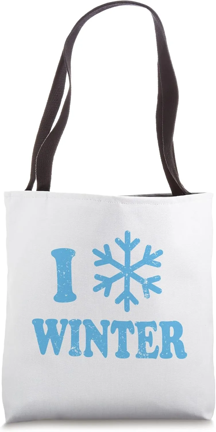 I Love Winter Snow Icicles Ice Flowers Tote Bag