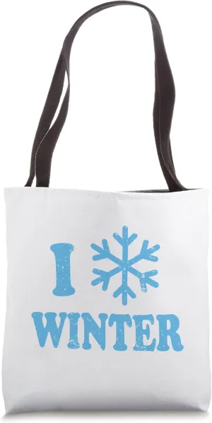 I Love Winter Snow Icicles Ice Flowers Tote Bag