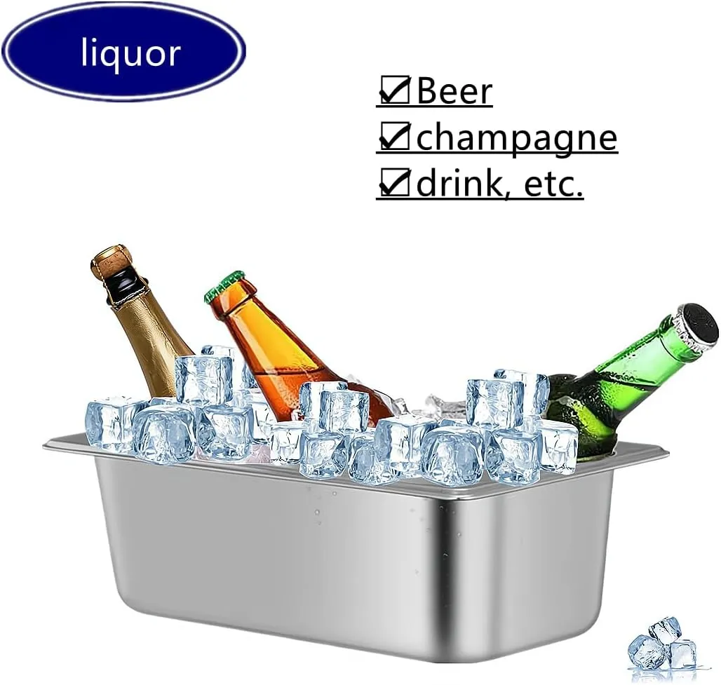 Ice Buckets for Parties,Wine Beer Champagne Bucket,Stainless Steel Ice Bin for Freezer (large)