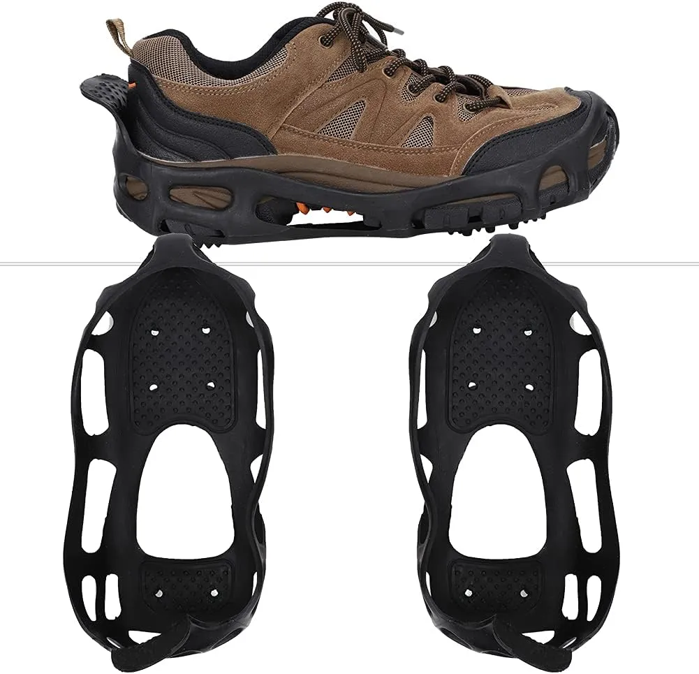 Ice Cleat Shoe Grips Cleats Crampons for Hiking Climbing Anti Slip Spikes Ski Shoe Cover Lightweight TPE Material Men Women