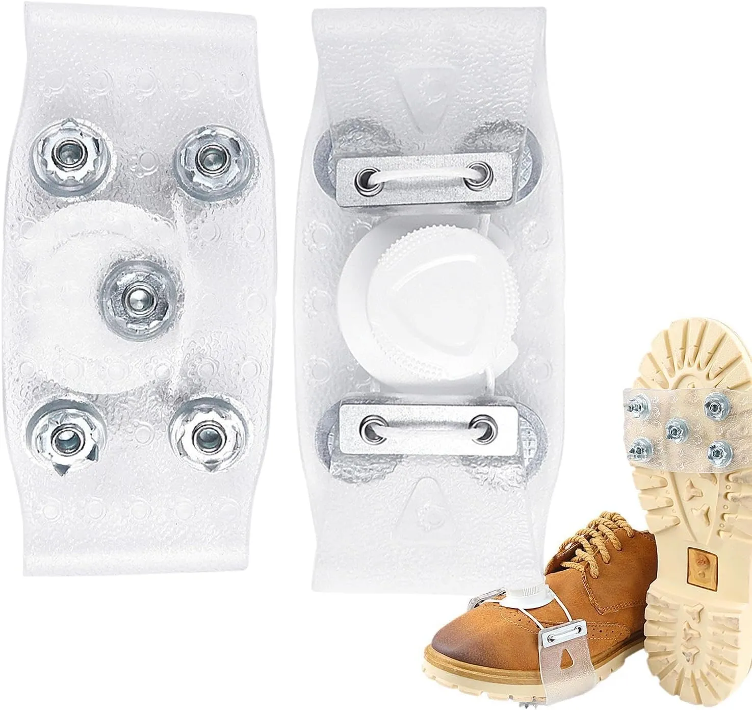 Ice Cleats, Ice Shoe Grips, 5 Claw Snow Crampons, 2 x Portable Shoe Nails, Snow Grips for Fishing,