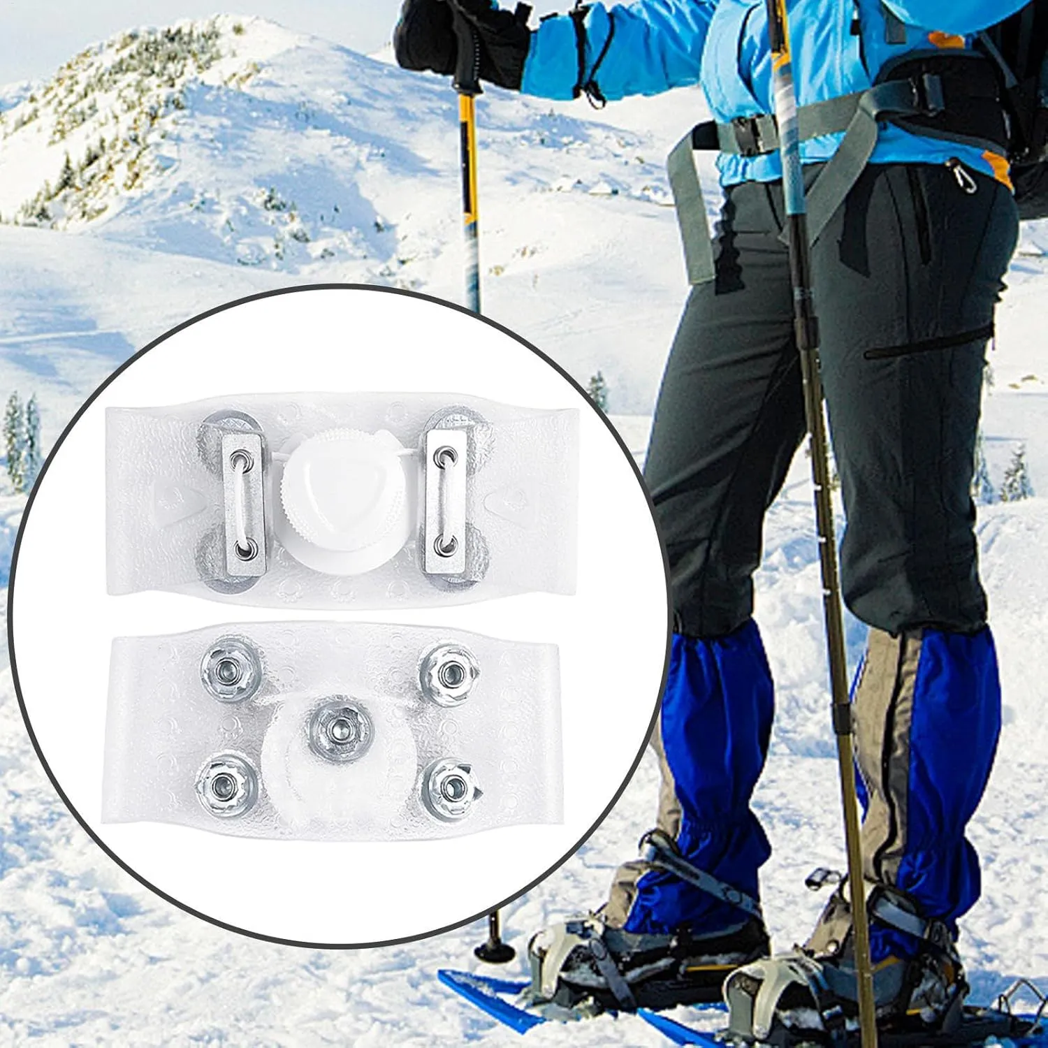 Ice Cleats, Ice Shoe Grips, 5 Claw Snow Crampons, 2 x Portable Shoe Nails, Snow Grips for Fishing,
