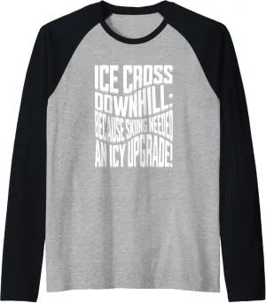 ice cross downhiller snow alpine sledding Ice Cross Downhill Raglan Baseball Tee