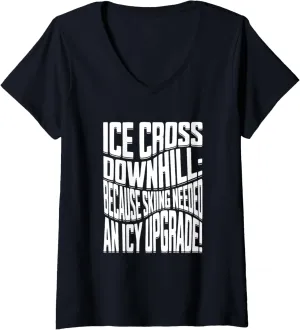 ice cross downhiller snow alpine sledding Ice Cross Downhill V-Neck T-Shirt