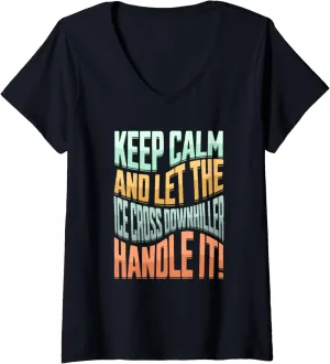 ice cross downhiller snow alpine sledding Ice Cross Downhill V-Neck T-Shirt
